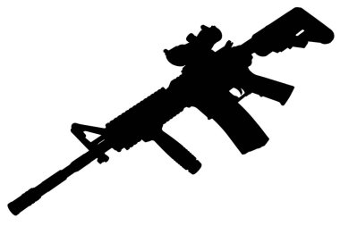 M4 Carbine with optic sight and foregrip black silhouette clipart