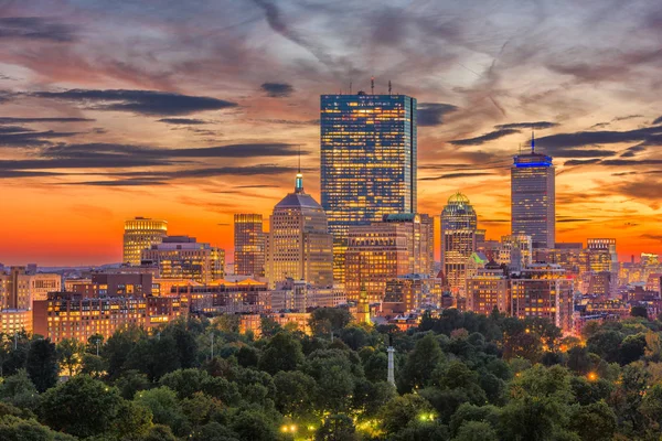 Boston Massachusetts Usa Downtown Skyline Über Dem Park — Stockfoto