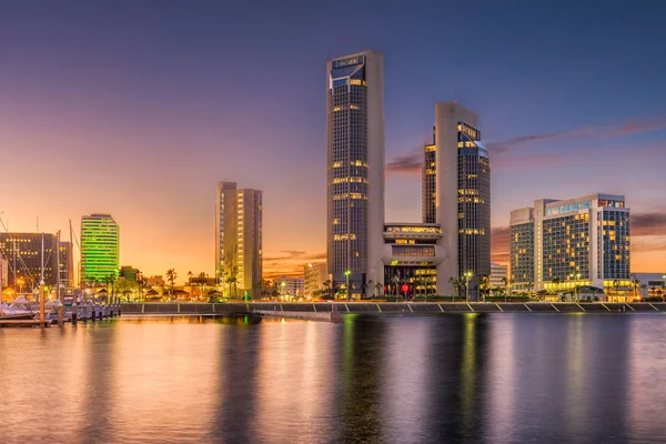 Corpus Christi Texas Eua Skyline Baía Após Pôr Sol — Fotografia de Stock