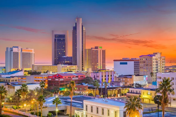 Corpus Christi Texas Usa Skyline Der Abenddämmerung — Stockfoto