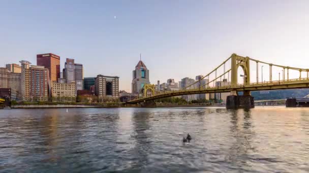 匹兹堡 宾夕法尼亚州 美国的地平线上的河流 — 图库视频影像