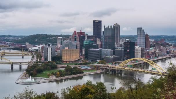 Upływ Czasu Panoramę Pittsburgh Pennsylvania Stany Zjednoczone Ameryki — Wideo stockowe