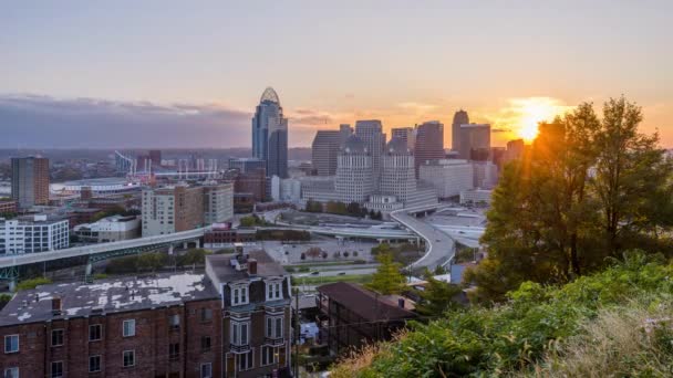 Cincinnati Ohio Estados Unidos Paisaje Urbano Atardecer — Vídeos de Stock