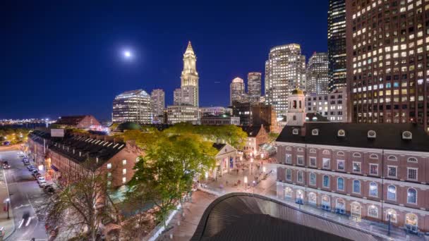 Boston Massachusetts Usa Skyline Zeitraffer Auf Dem Charles River — Stockvideo