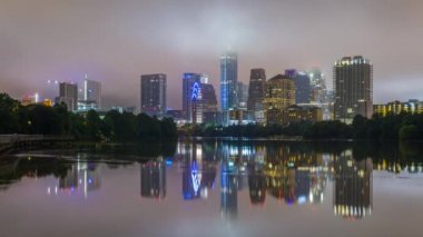 Austin, Texas, ABD şehir manzarası zaman atlamalı.