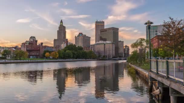 Lasso Tempo Skyline Providence Rhode Island Stati Uniti — Video Stock