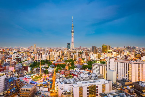 Tokyo Japan Skyline Van Stad Asakusa Schemerlicht — Stockfoto
