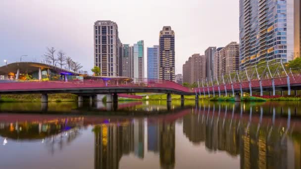 Taichung Taiwan City Skyline Park — Stock Video