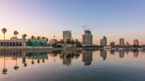 Petersburg Florida Usa Downtown City Skyline Bay Day Night — Stock Video