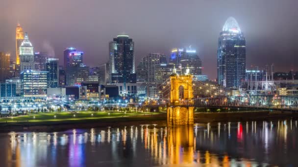 Cincinnati Ohio Usa Downtown Skyline Time Lapse — Stock Video