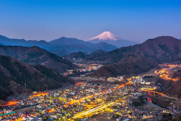 Otsuki Giappone Skyline Con Fuji — Foto Stock