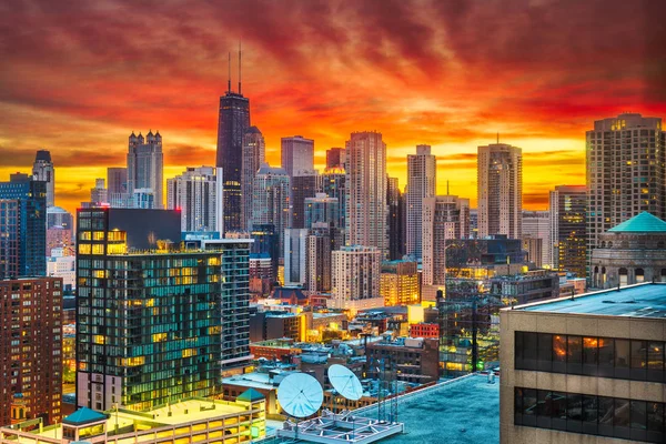 Chicago Illinois Estados Unidos América Skyline Cidade Amanhecer — Fotografia de Stock