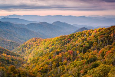 Great Smoky Mountains National Park, Tennessee, USA overlooking the Newfound Pass in autumn. clipart