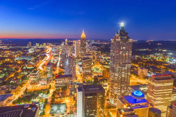 Atlanta Georgia Usa Skyline Aéreo Del Centro Crepúsculo — Foto de Stock