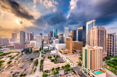 Houston, Texas, ABD şehir şehir manzarası.