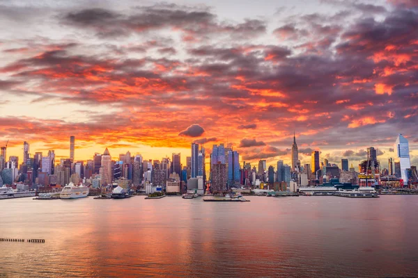 New York New York Usa Midtown Skyline Morgengrauen Vom Hudson — Stockfoto