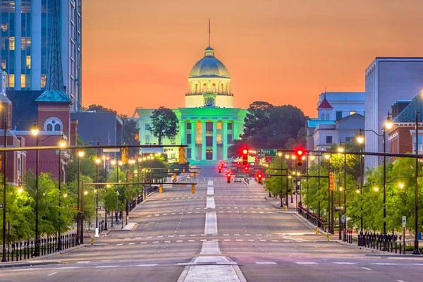 Montgomery Alabama Eua Com Capitólio Estado Amanhecer — Fotografia de Stock