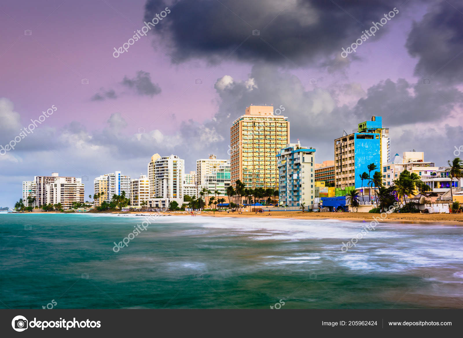 San Juan Puerto Rico Skyline Condado Beach Dusk Stock Photo By C Sepavone