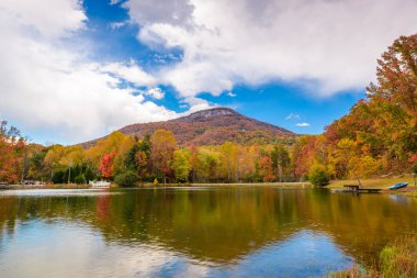 Yonah Mountain, Georgia, USA autumn landscape and lake. clipart