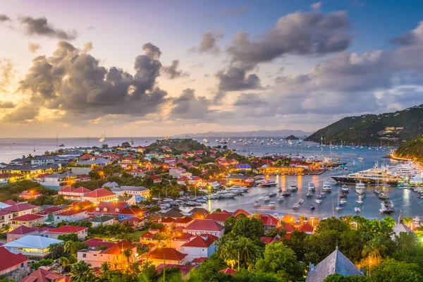 Gustavia Barths Város Városkép Karib Tenger Alkonyatkor — Stock Fotó