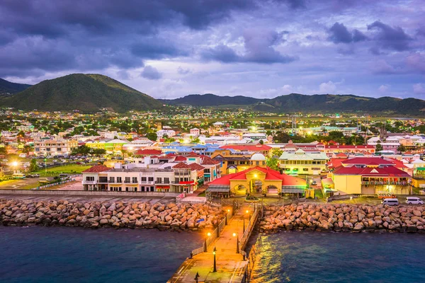 Basseterre Kitts Nevis Stad Skyline Haven — Stockfoto