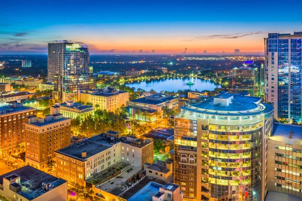 Orlando Florida Usa Luftbild Richtung Eola See Der Abenddämmerung — Stockfoto
