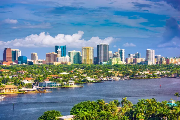 Fort Lauderdale Floride États Unis Skyline Rivière — Photo