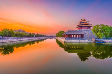 Beijing, China forbidden city outer moat at dawn. clipart