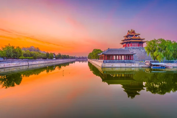 Pekín China Ciudad Prohibida Foso Exterior Amanecer — Foto de Stock