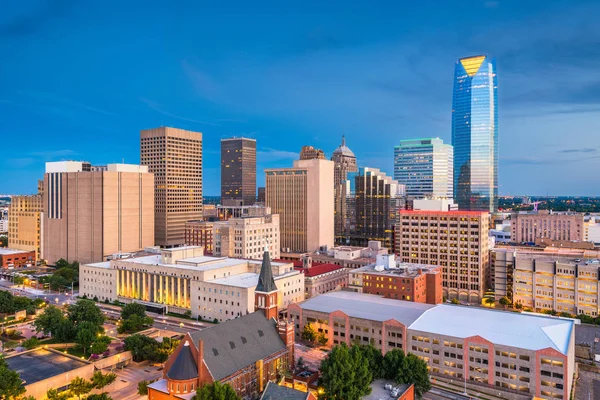 Oklahoma City Oklahoma Usa Stadssiluett Vid Skymningen — Stockfoto