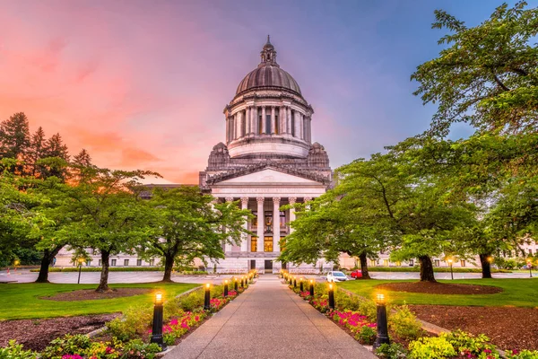 Olympia Washington Usa Állam Fővárosának Épülete Alkonyatkor — Stock Fotó