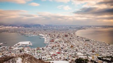 Hakodate, Hokkaido, Japonya şafak manzarası kışın.