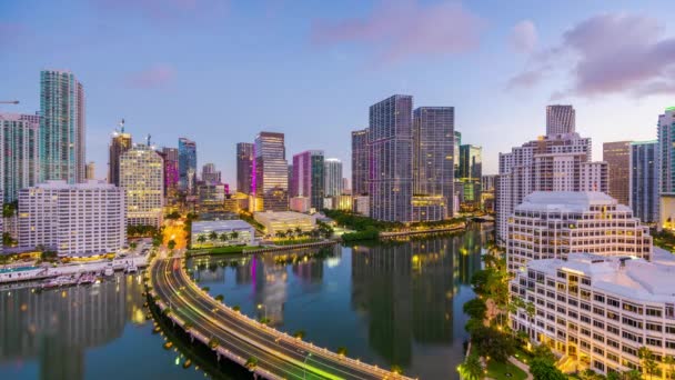 Miami Florida Usa Downtown Skyline Över Biscayne Bay — Stockvideo