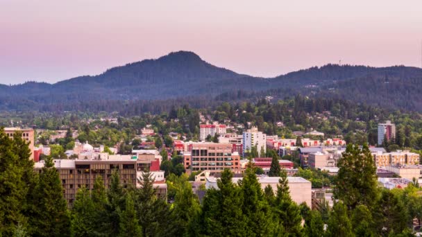 Eugene Oregon Usa Stadsbilden Centrum Skymningen — Stockvideo