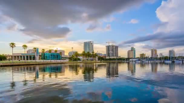 Petersburg Florida Usa Downtown City Skyline Bay Day Night — Stock Video