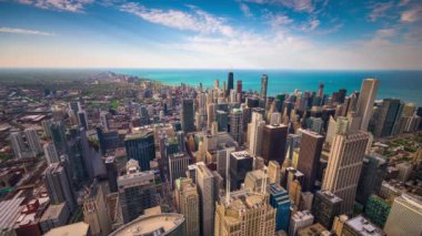 Chicago, Illinois, ABD Hava şehir manzarası zaman atlamalı.