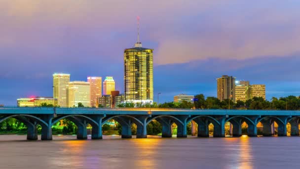 Tulsa Oklahoma Stati Uniti Skyline Del Centro Sul Fiume Arkansas — Video Stock