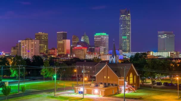 Oklahoma City Oklahoma Eua Skyline Crepúsculo — Vídeo de Stock