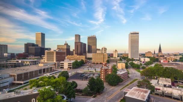 Tulsa Oklahoma Stati Uniti America Skyline Della Città Crepuscolo — Video Stock