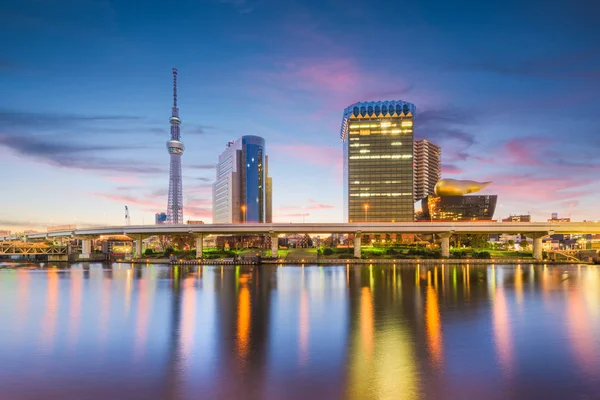 Токіо Японія Skyline Sumida Річці Світанку — стокове фото