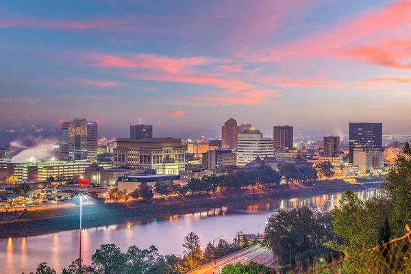 Charleston West Virginia Amerikai Egyesült Államok Skyline Folyón Twilight — Stock Fotó