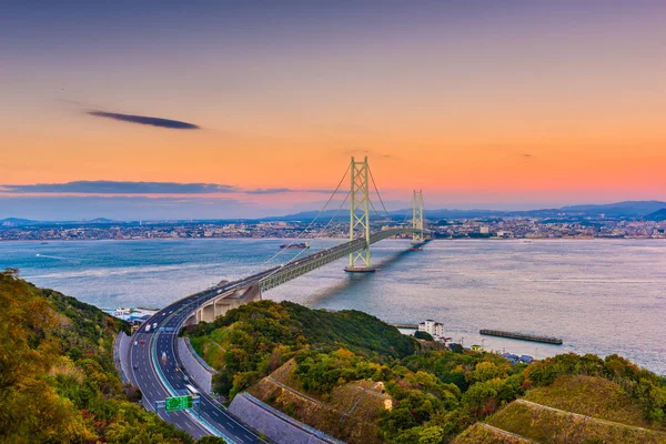 Isla Awaji Japón Vista Del Puente Akashi Kaikyo Ohashi Que —  Fotos de Stock