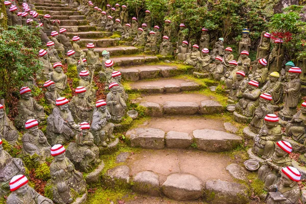 Isla Miyajima Hiroshima Japón Los Caminos Bordeados Budas Los Terrenos — Foto de Stock