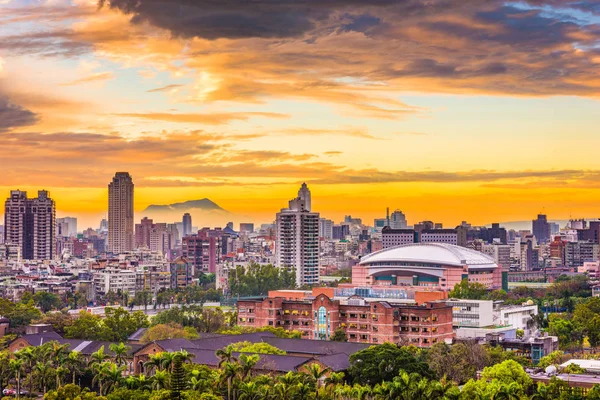 Cidade Taipei Taiwan Paisagem Urbana Após Pôr Sol — Fotografia de Stock