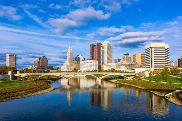 Columbus Ohio Usa Downtown Skyline Över Floden Scioto — Stockfoto