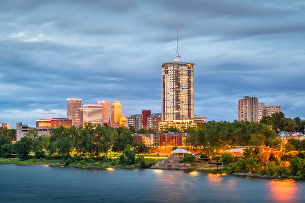 Skyline Downtown Tulsa Oklahoma Stany Zjednoczone Ameryki Nad Rzeką Arkansas — Zdjęcie stockowe