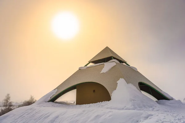 Biei Hokkaido Japan Зимове Сонце Над Північно Західною Оглядовою Палубою — стокове фото