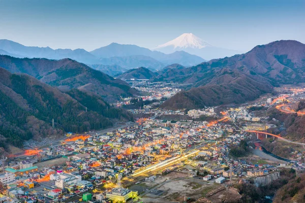 Otsuki Japão Skyline Com Fuji — Fotografia de Stock