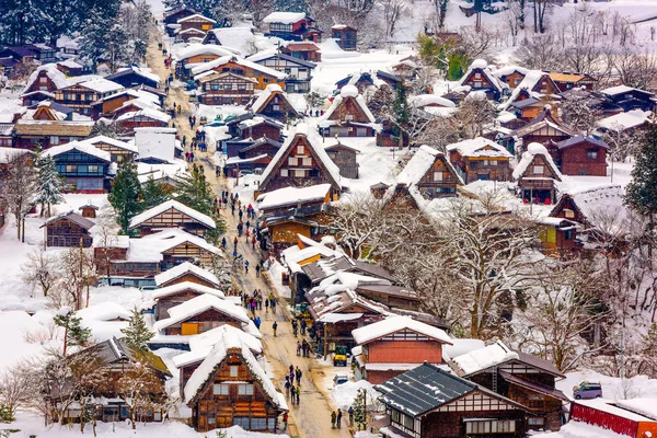 Shirakawago Gifu Japan Historiska Bondby Vinter — Stockfoto