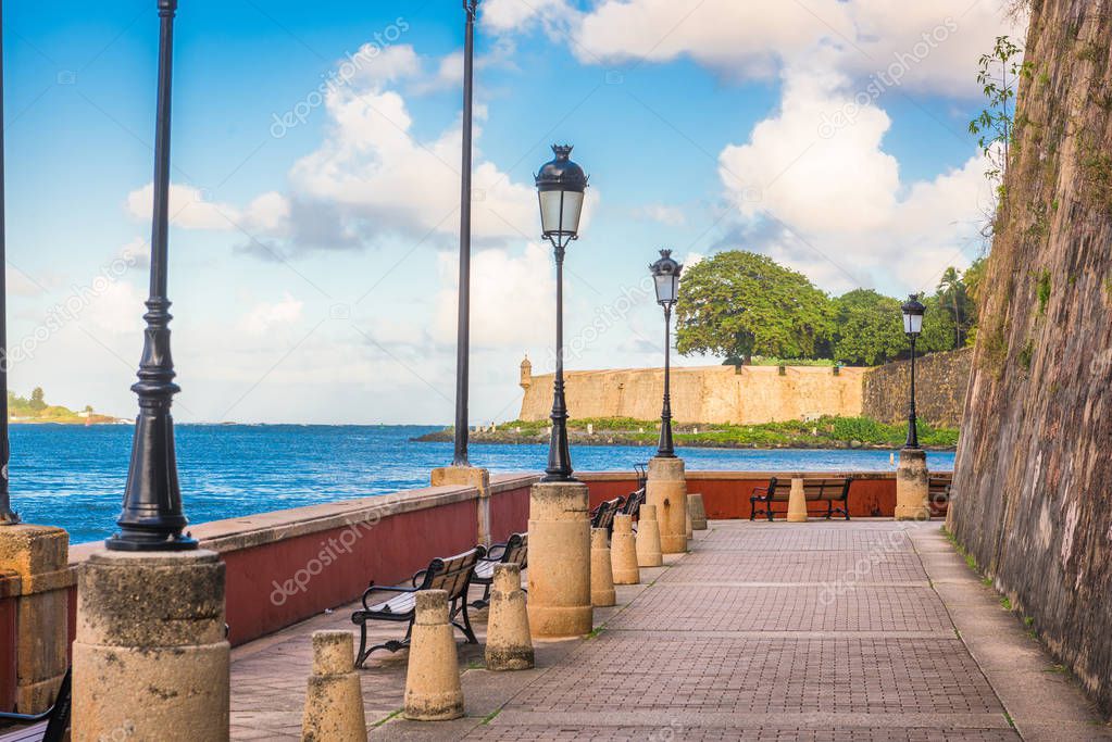 San Juan, Puerto RIco at Paseo de la Princesa on the Carribean Sea.